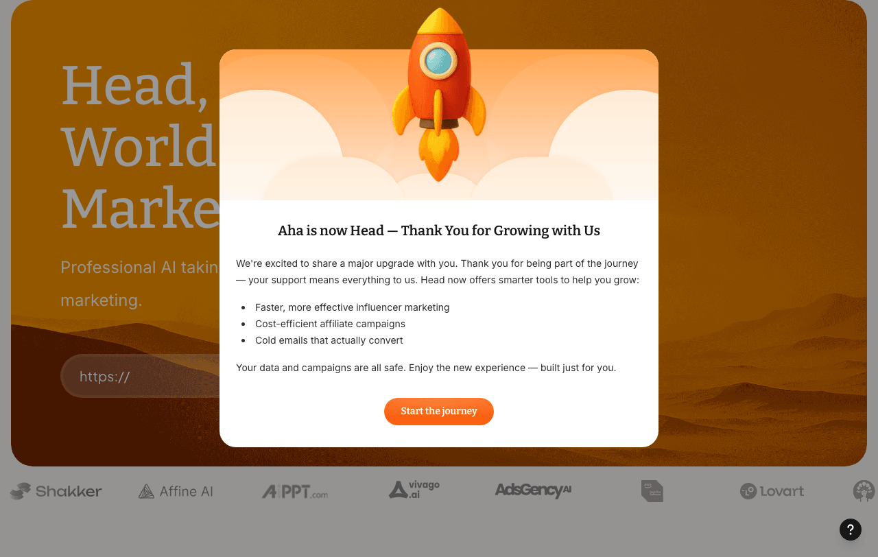 Aha Marketing Automation showing Marketing Automation - Your 24/7 AI Employee for Influencer Marketing