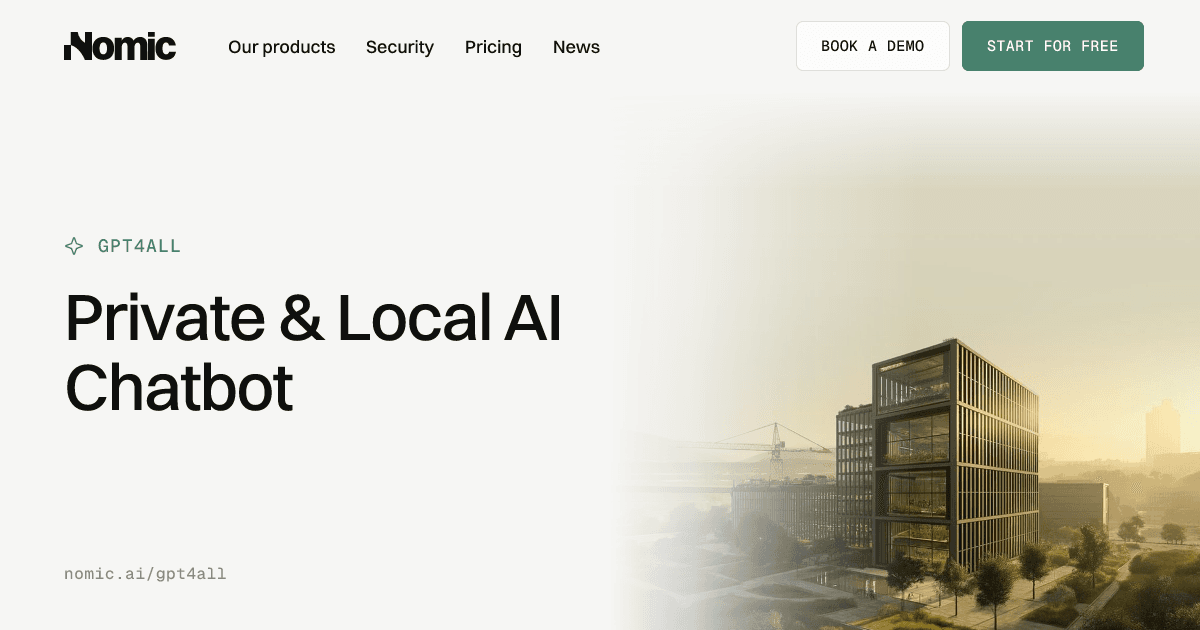 GPT4All Conversational AI showing run llm locally - Your private and local AI chatbot