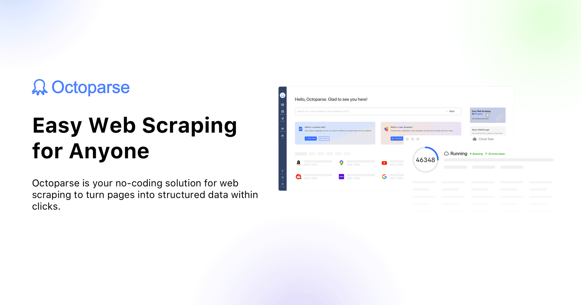 Octoparse Data Analytics showing Data Analytics - No-code web scraping tool