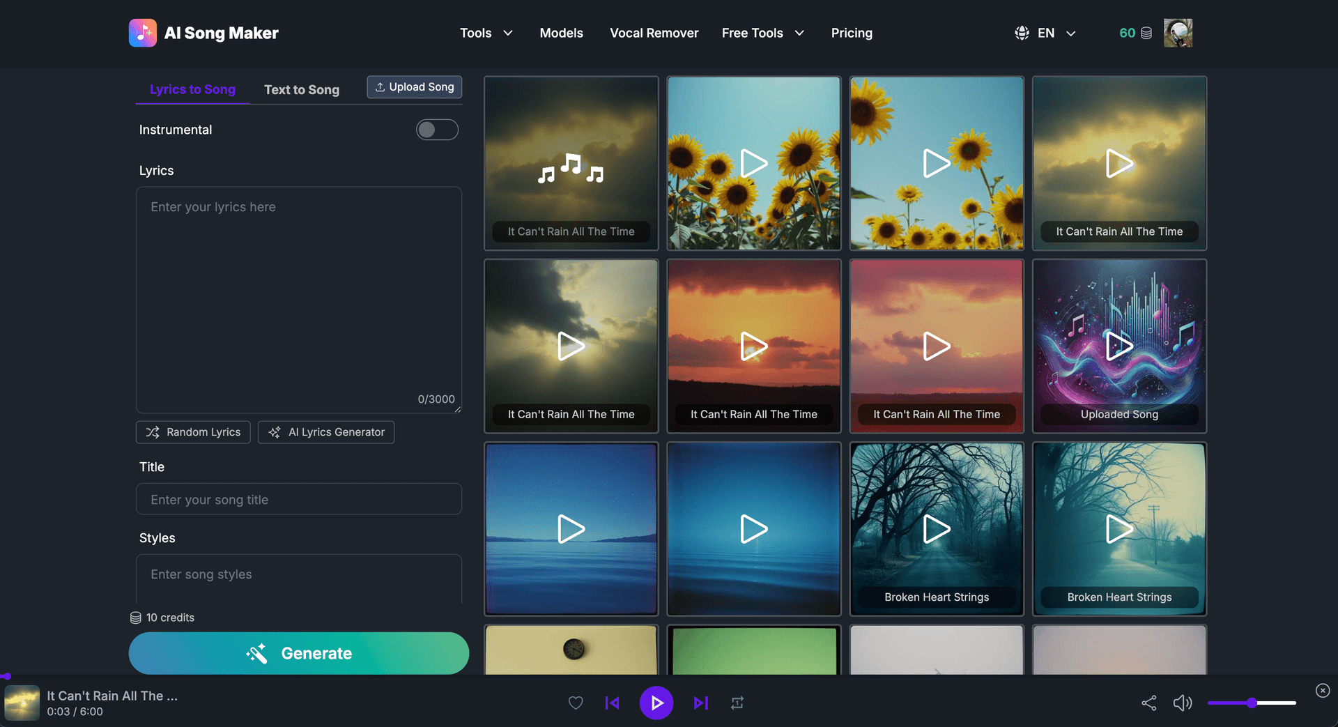 AI Song Maker Music Generation showing Music Generation - Unleash Your Musical Creativity with AI