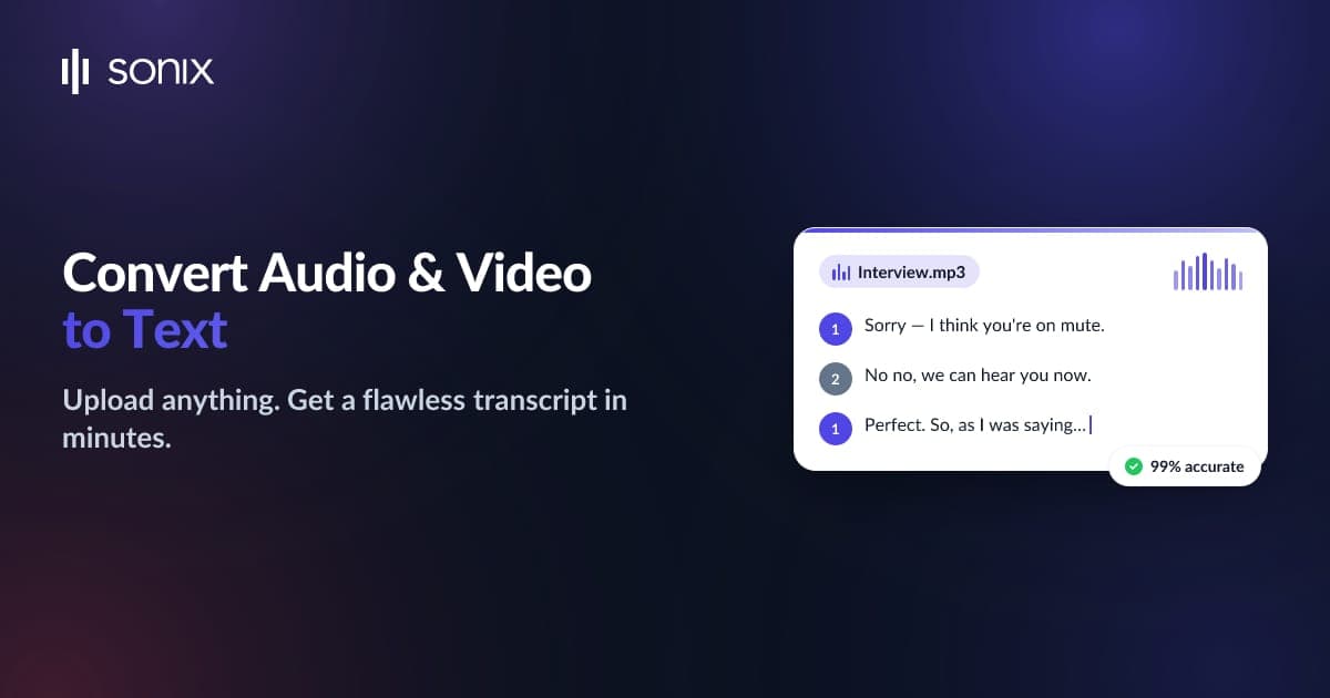 Sonix Audio Generation showing automated transcription - Accurate automated transcription