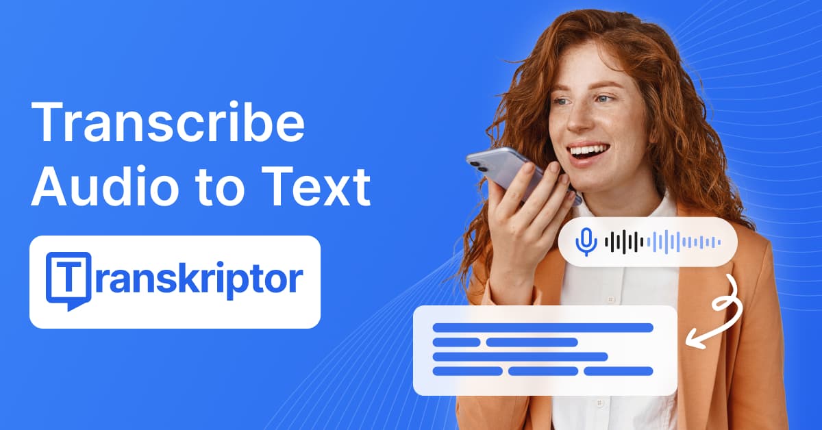 Transkriptor Audio Editing showing ai transcription - Transcribe, translate, and analyze audio and video—accurately and insta