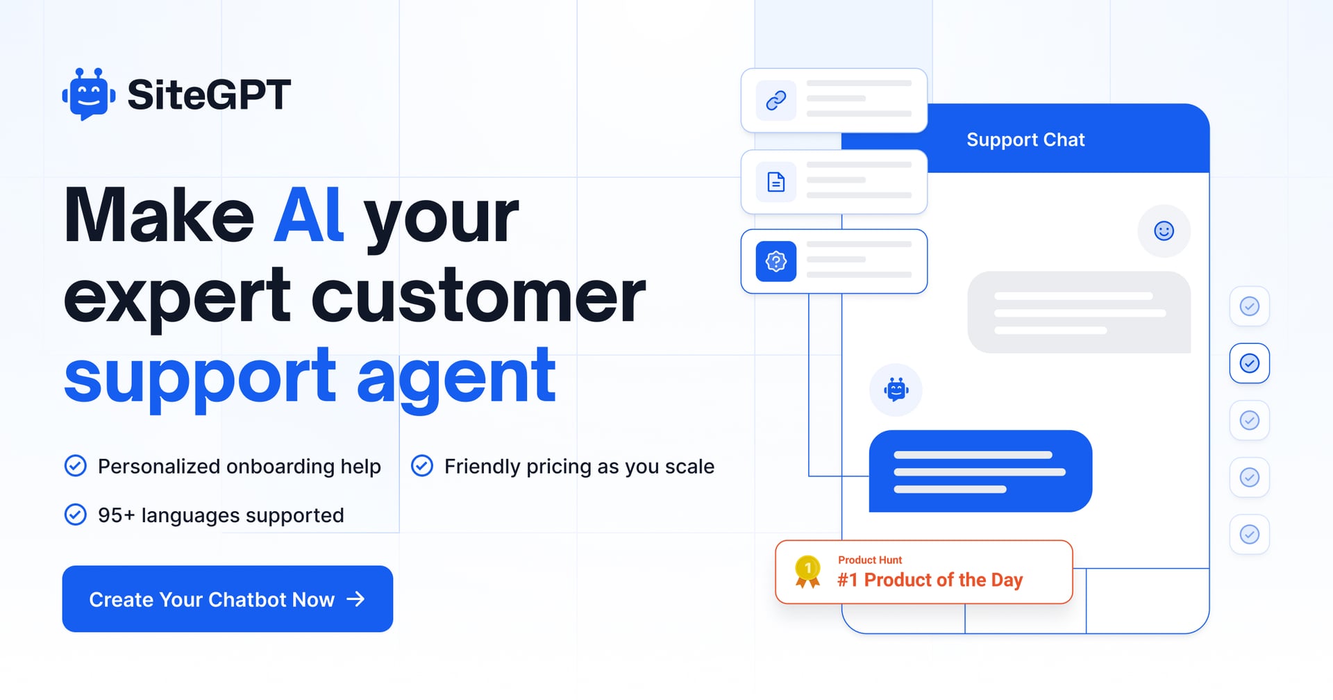 SiteGPT Conversational AI showing Conversational AI - AI-Powered Website Content Generation