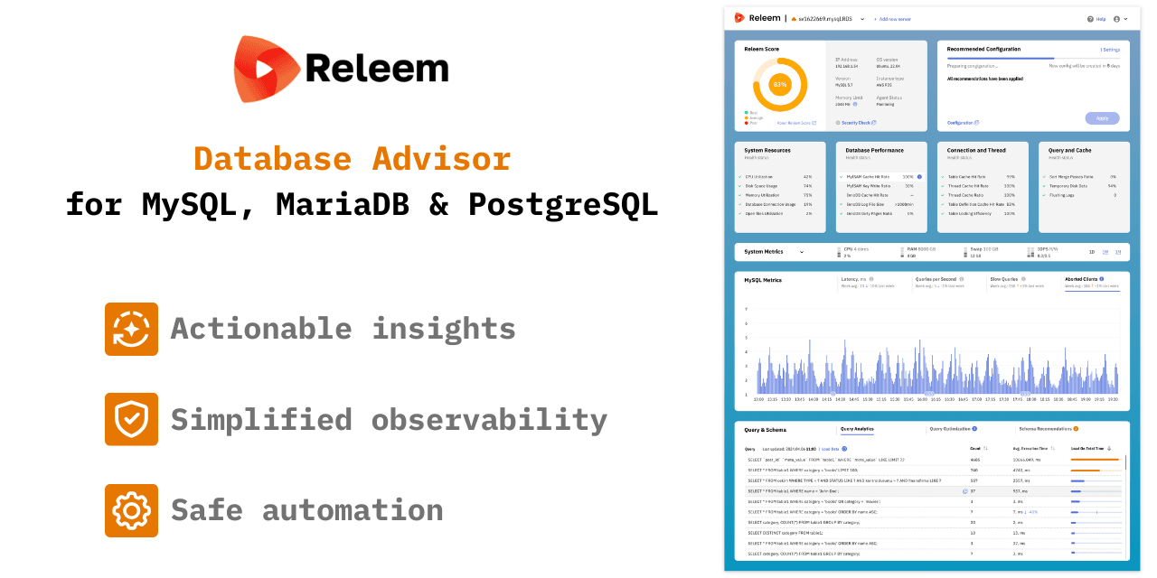 Releem Data Analytics showing Data Analytics - Unlock the power of automated content generation.