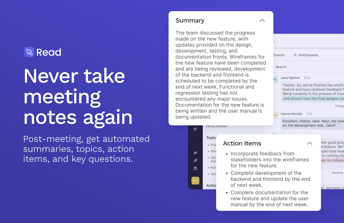 Read AI Productivity & Collaboration showing Productivity & Collaboration - AI copilot for meetings, notes, and insights