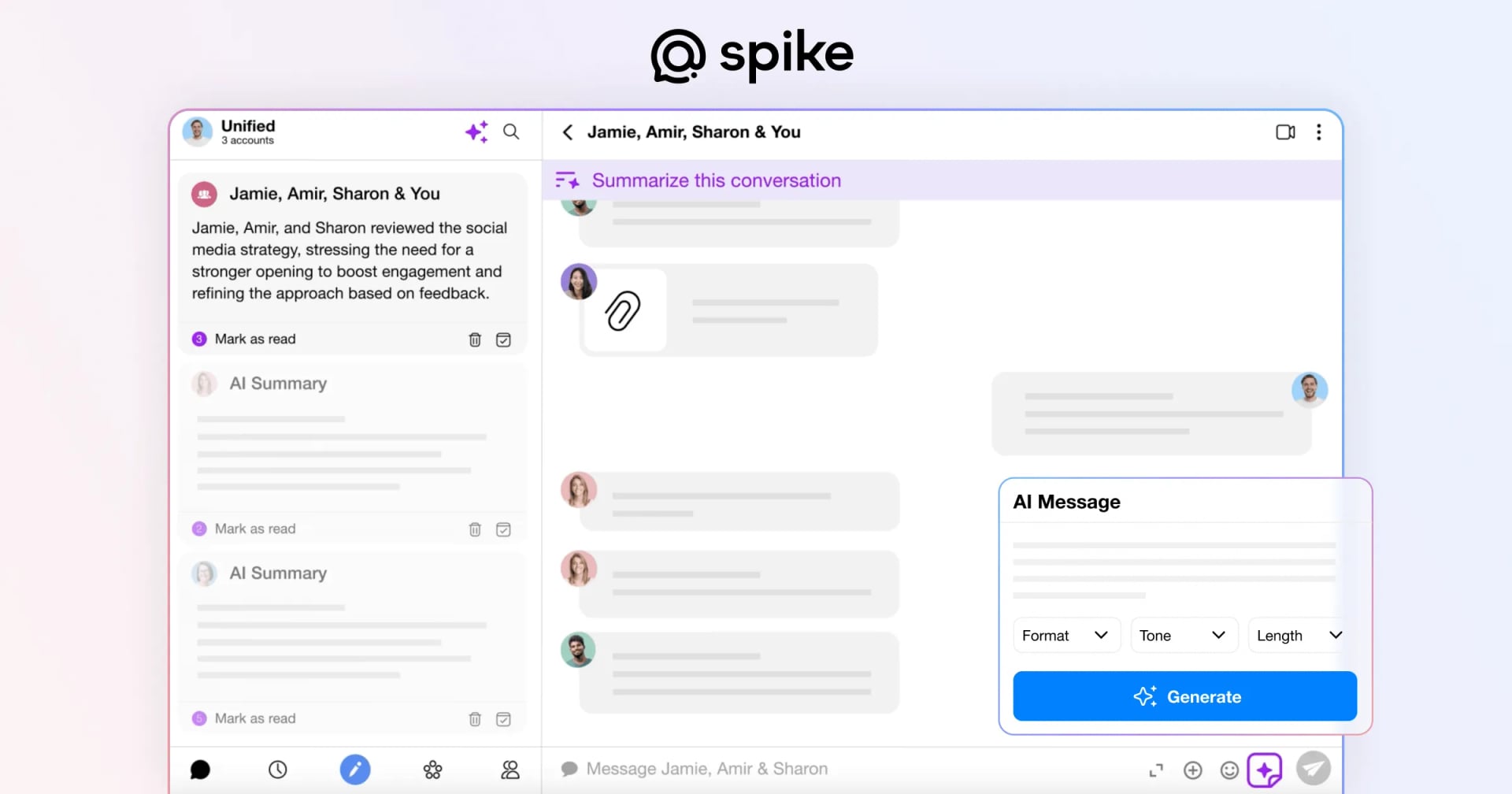Spike Conversational AI showing Conversational AI - Your Inbox, Reinvented