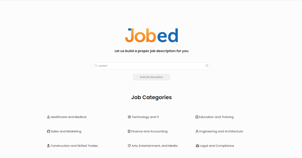 Jobed Conversational AI showing Conversational AI - Transforming job descriptions with AI