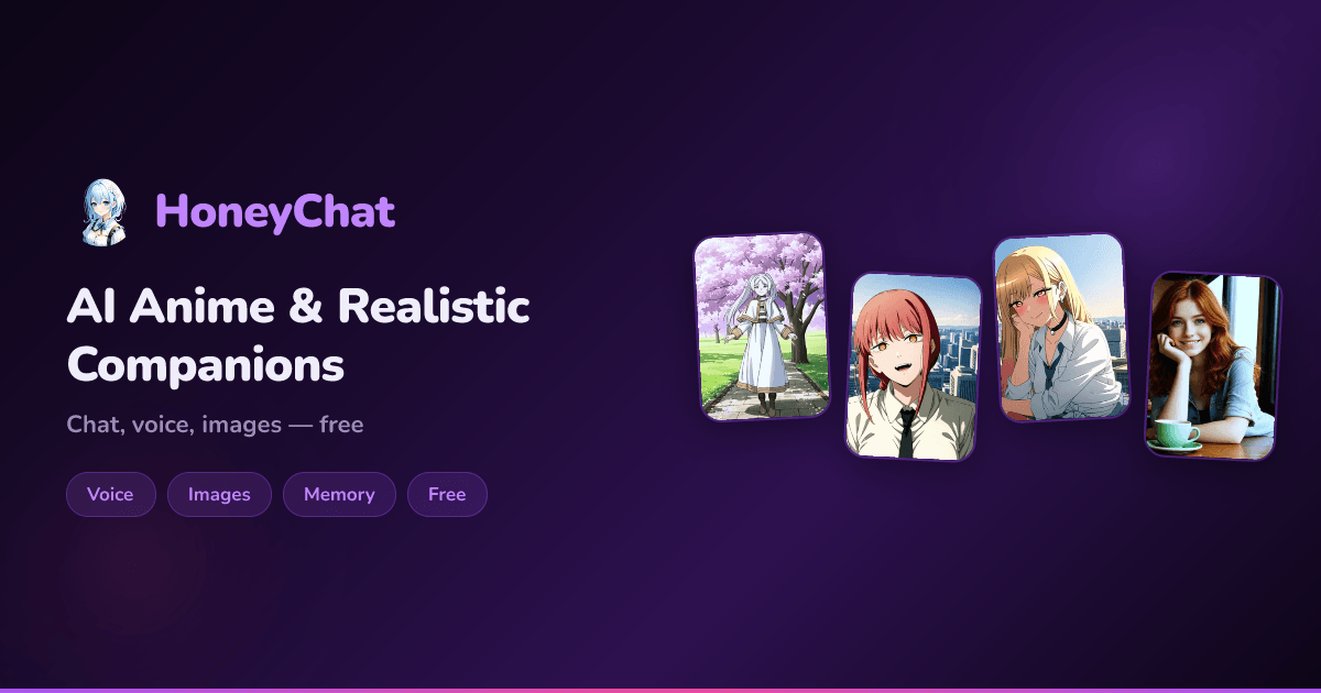 HoneyChat Conversational AI showing Conversational AI - AI Characters — Free Chat, Roleplay & Voice Online | HoneyChat