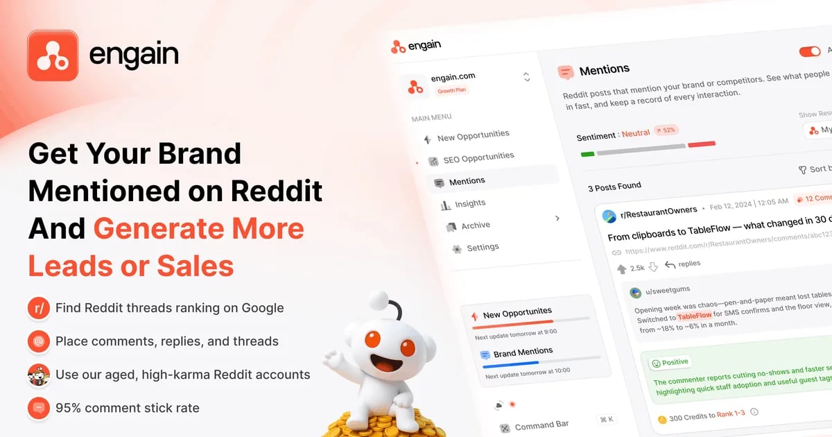 Engain Marketing Automation showing Marketing Automation - Engain lets you place comments and post threads on any subreddit w