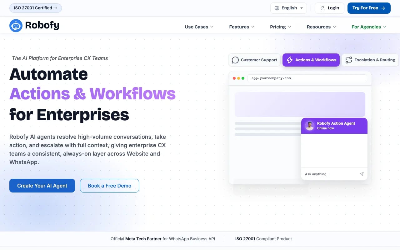 Robofy AI Chatbot Conversational AI showing Conversational AI - Empower your business with AI-driven conversations!