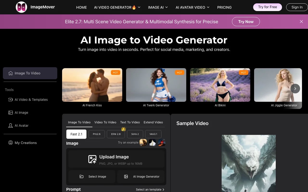 ImageMover Video Generation showing Video Generation - Turn Images into Stunning Videos Effortlessly