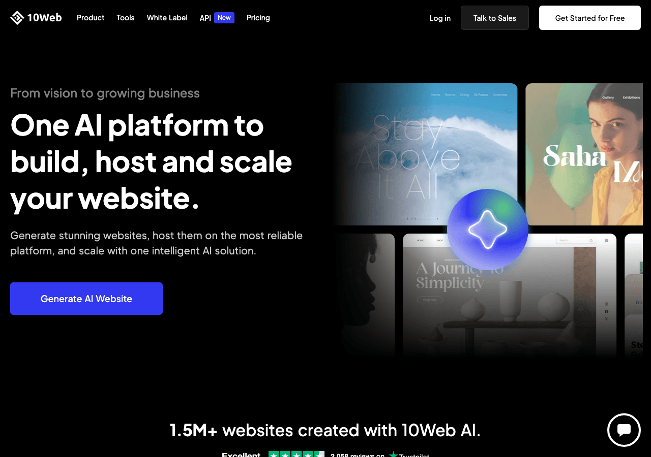 10Web Design showing Design - Build, host, and manage WordPress websites