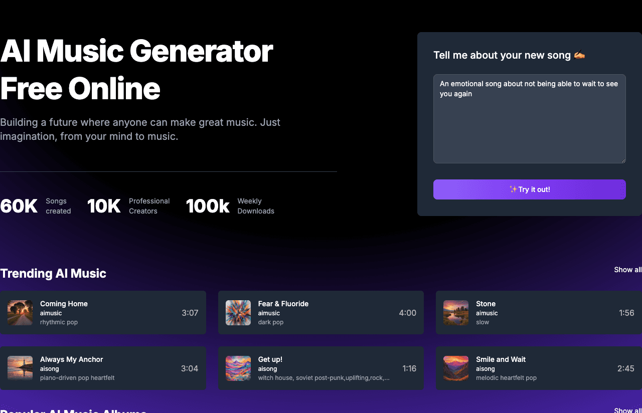 AI Music Generator Music Generation showing ai music generator - Unleash the Power of AI in Music Creation