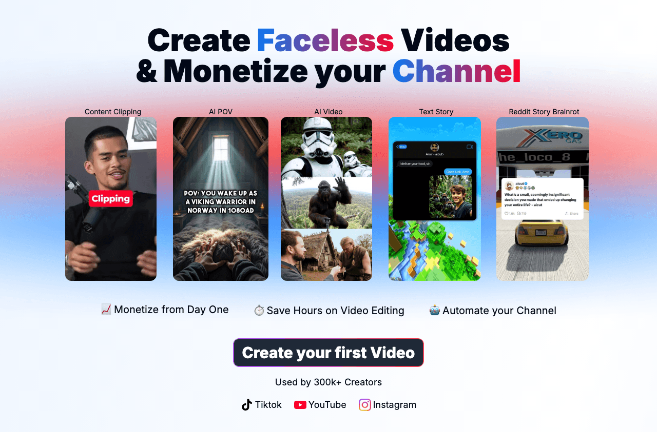 Aicut Video Generation showing Video Generation - Post a Viral AI Story Video Every Day