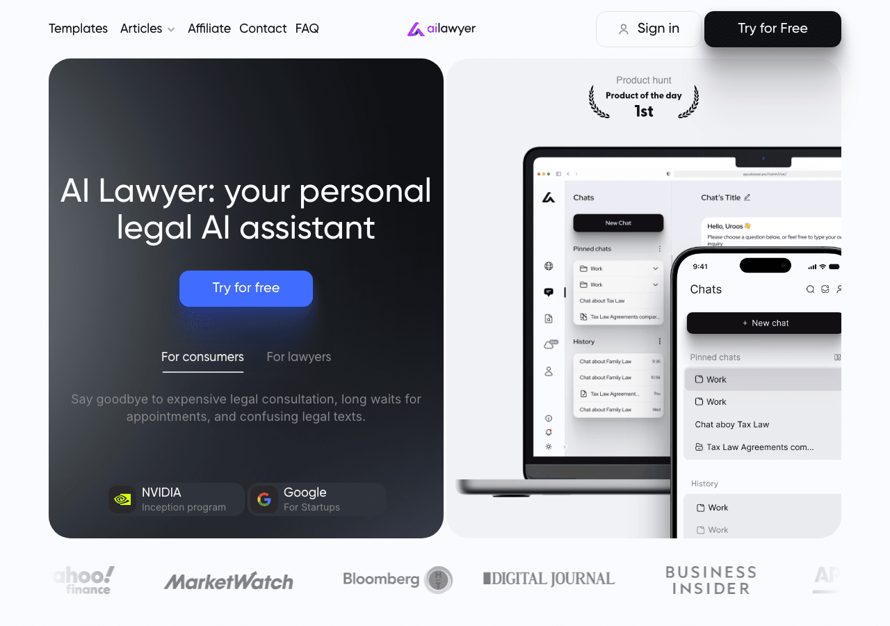 AI Lawyer Conversational AI showing Conversational AI - Instant Legal Support. Anywhere. Anytime.