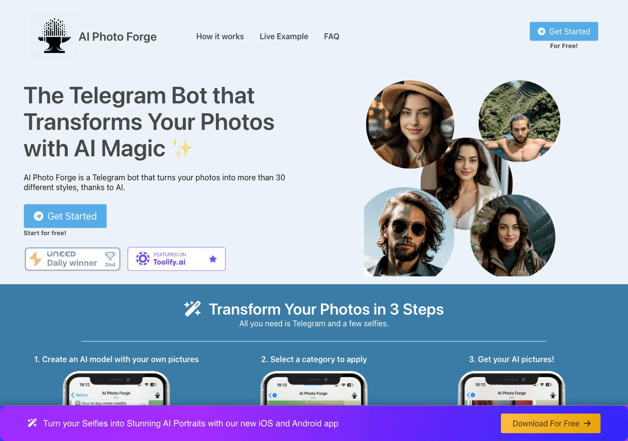 AI Photo Forge Image Generation showing Image Generation - Transforming images with AI