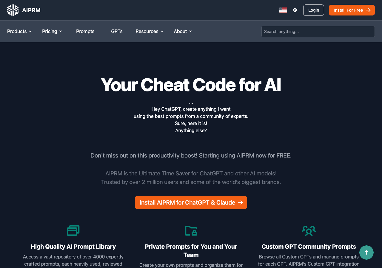 AIPRM Productivity & Collaboration showing Productivity & Collaboration - Your Cheat Code for ChatGPT