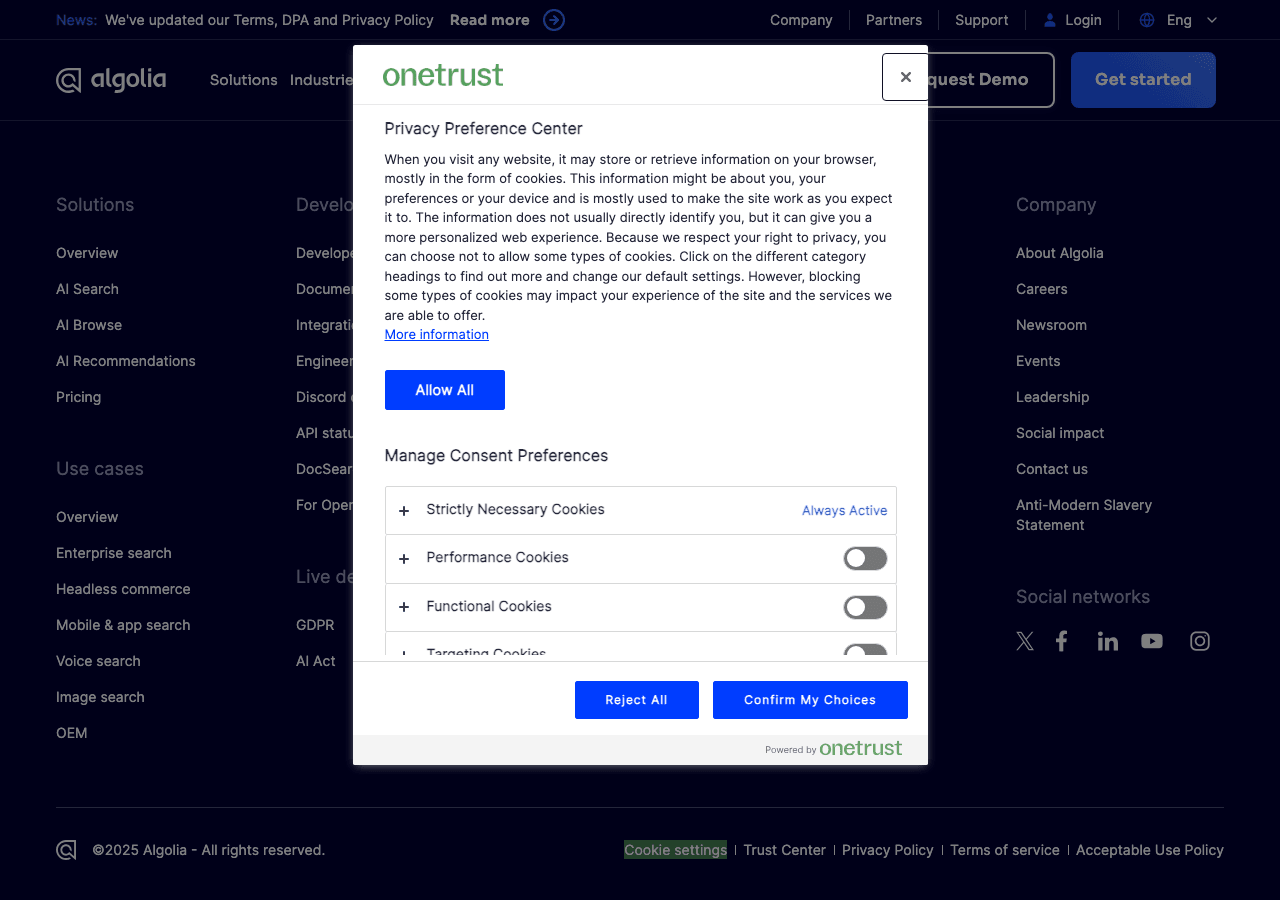 Algolia Search & Discovery showing Search & Discovery - The Most Reliable Search and Discovery Platform