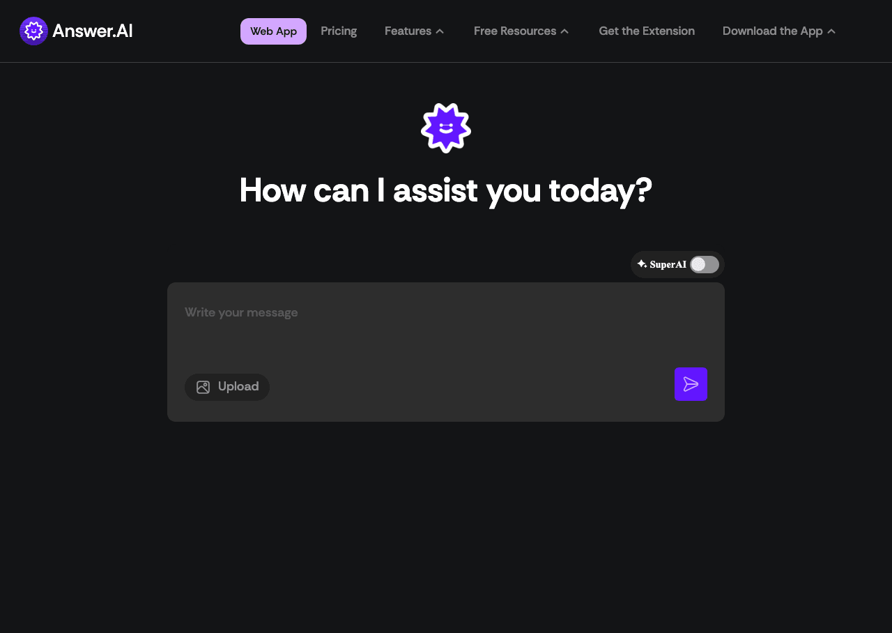 Answer.AI Conversational AI showing Conversational AI - Your 24/7 AI Tutor & Counselor