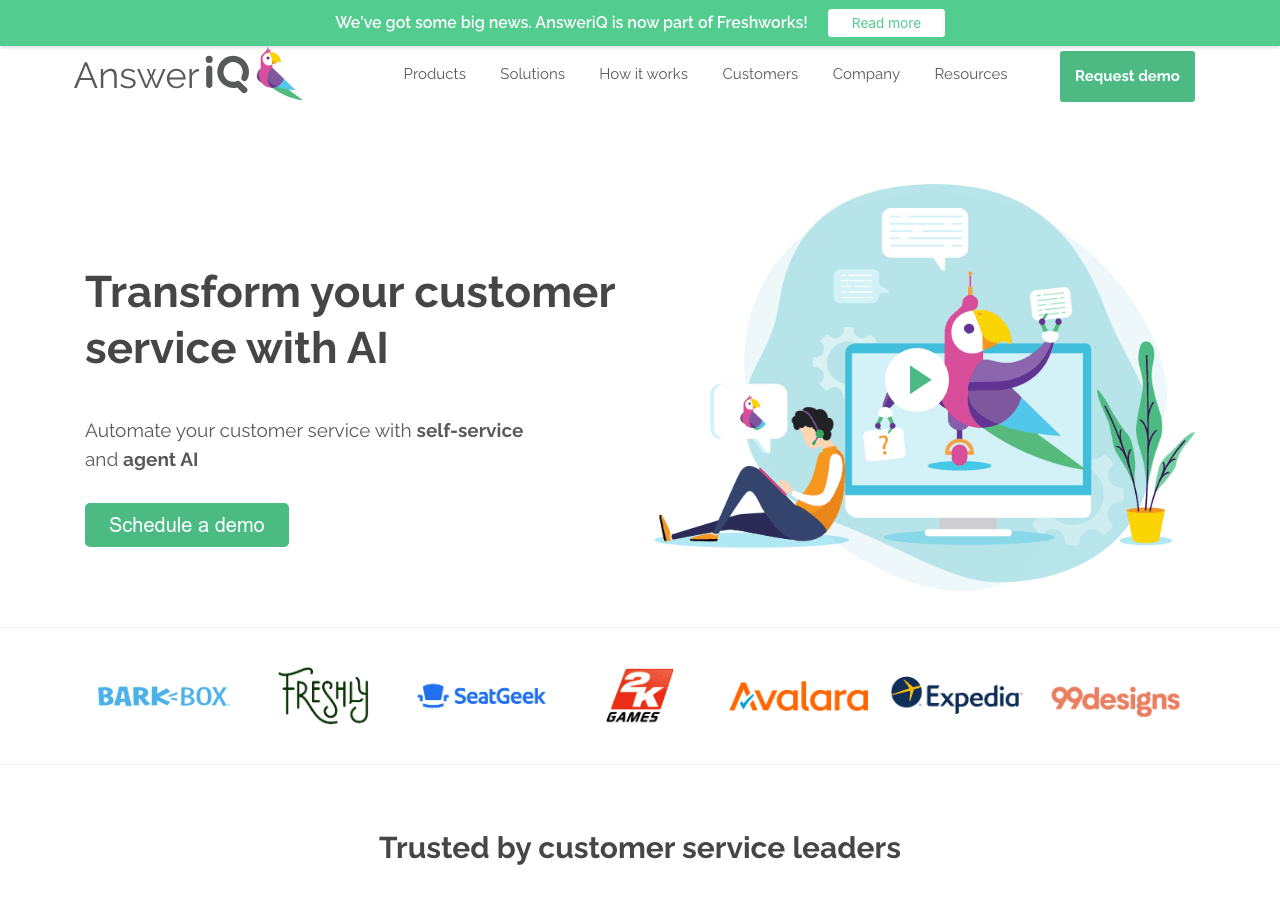 AnsweriQ Conversational AI showing Conversational AI - Automate the answers