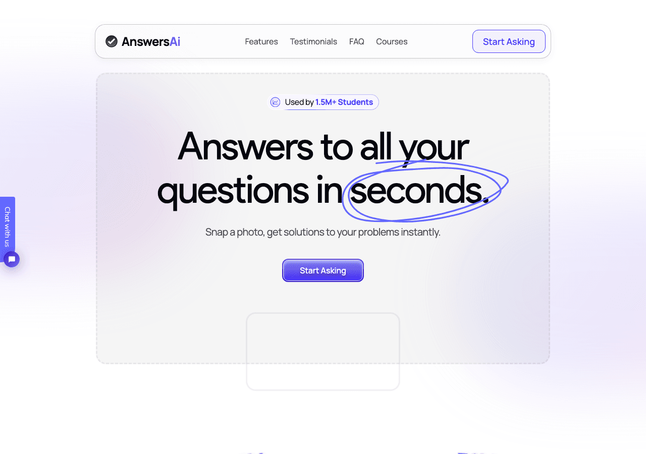 AnswersAi Conversational AI showing Conversational AI - Snap, Solve, Learn