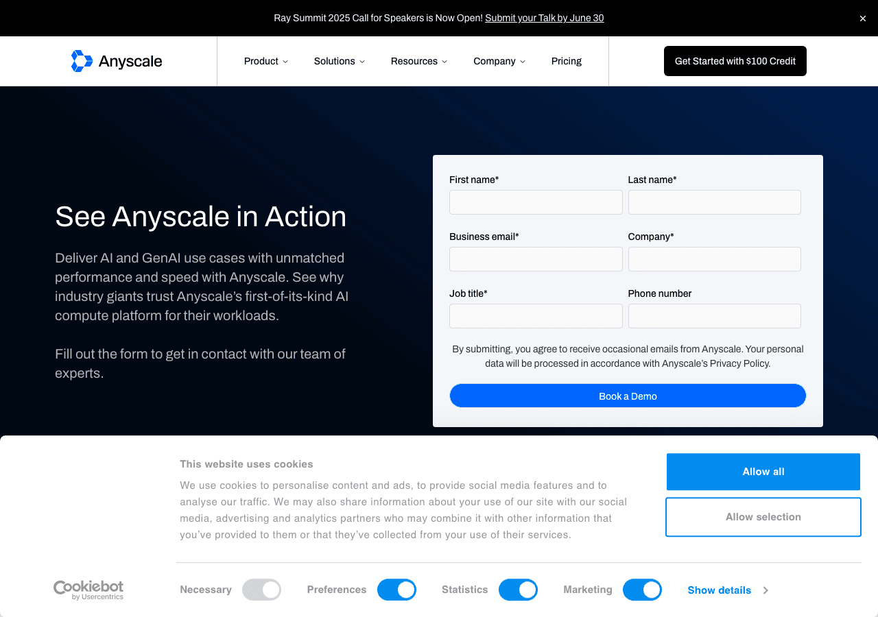 Anyscale Code Assistance showing Code Assistance - Run and scale AI workloads with Ray