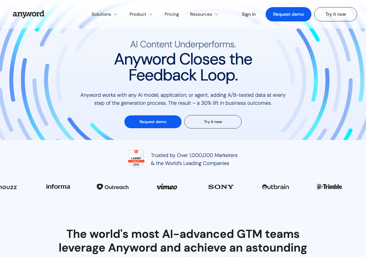 Anyword Marketing Automation showing Marketing Automation - Predictive AI copywriting that converts