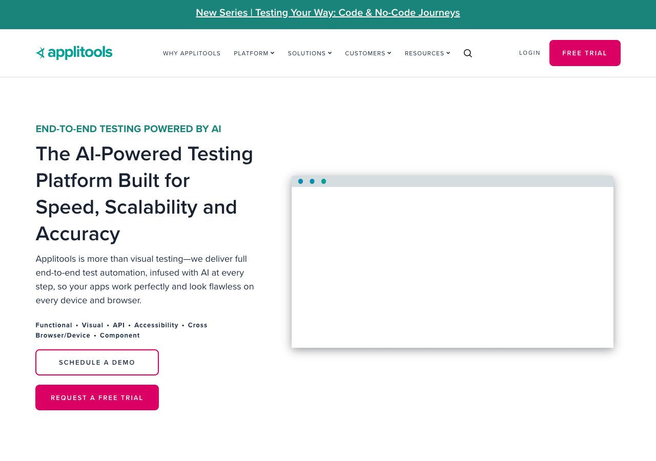 Applitools Code Assistance showing Code Assistance - AI-powered end-to-end test automation for flawless applications