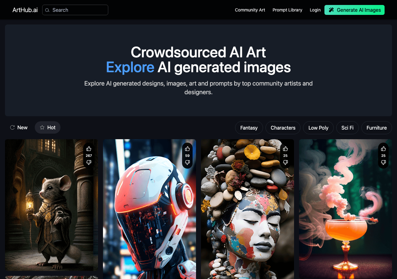 Arthub.ai Conversational AI showing Conversational AI - Artificial Intelligence for the Art World