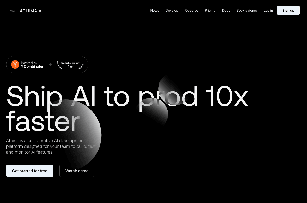 Athina AI Code Assistance showing Code Assistance - Build, test, and monitor AI features together