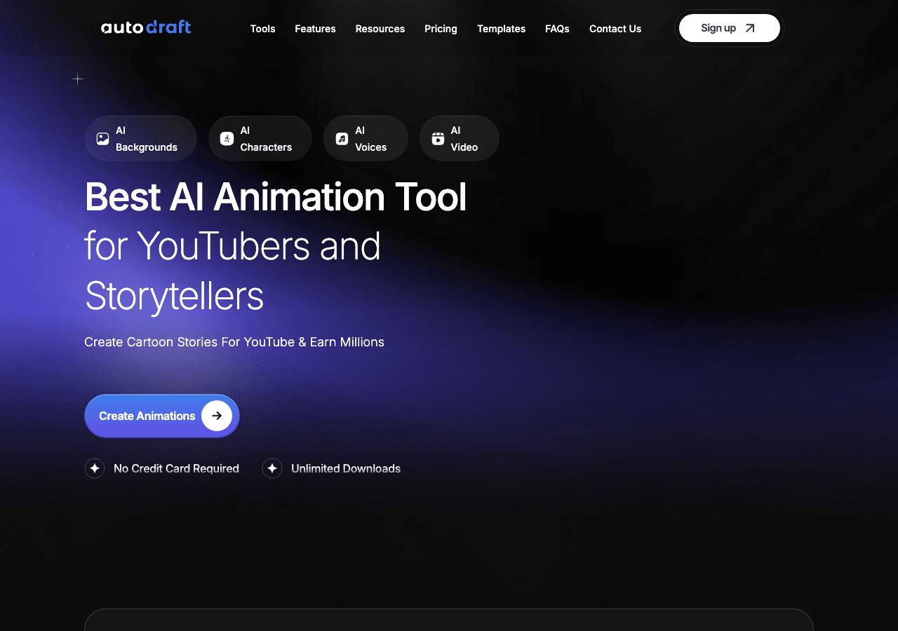 Autodraft AI Image Generation showing Image Generation - Best AI Animation Tool for YouTubers