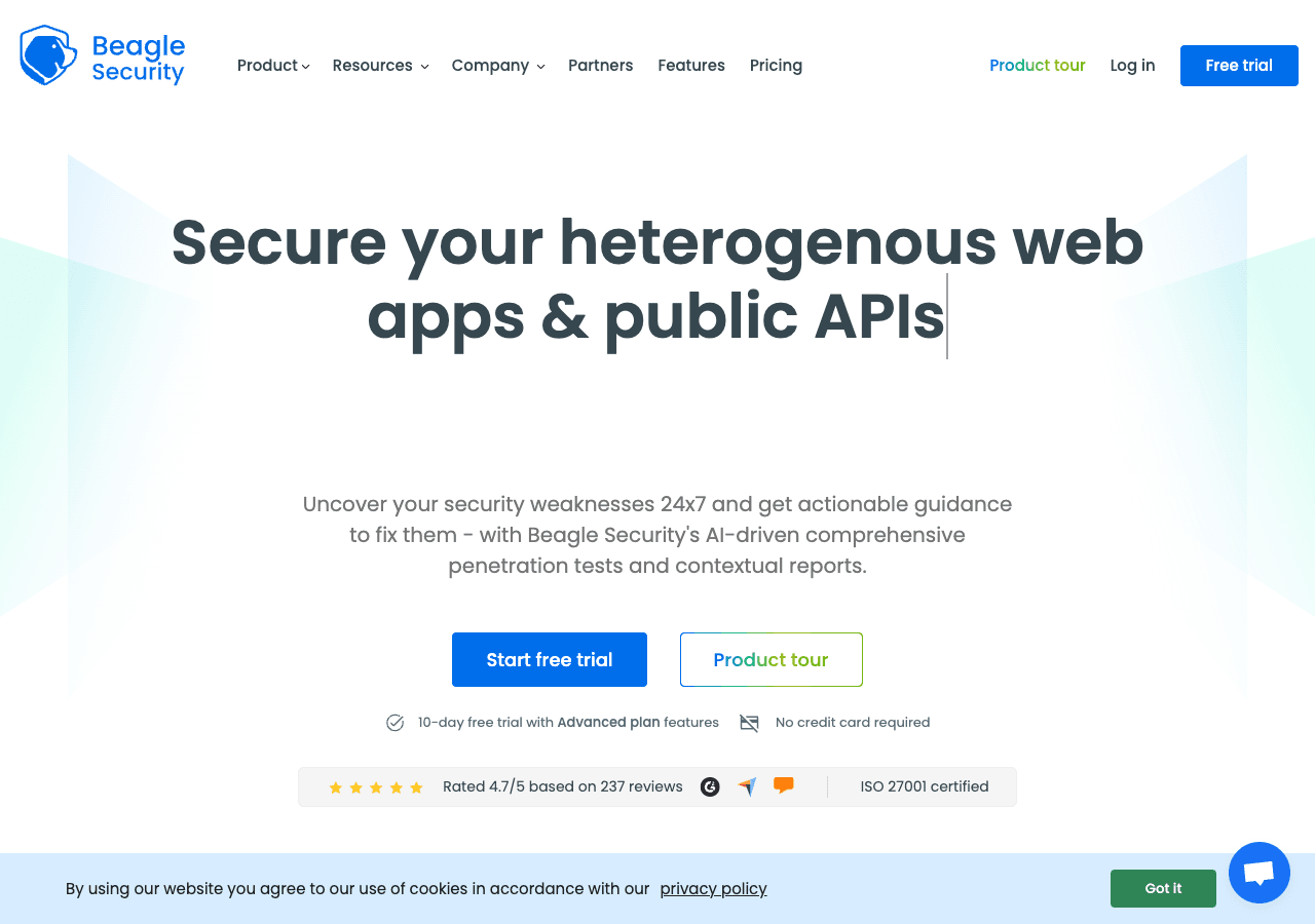 Beagle Security Code Assistance showing Code Assistance - The AI-powered AppSec platform for enterprise-grade security