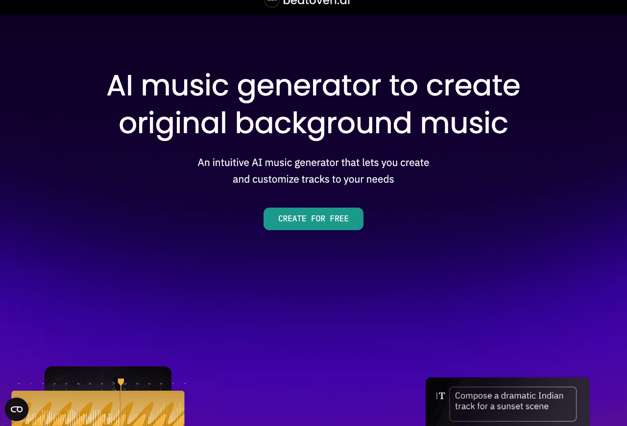 Beatoven.ai Audio Generation showing Audio Generation - Royalty Free AI Music Generator