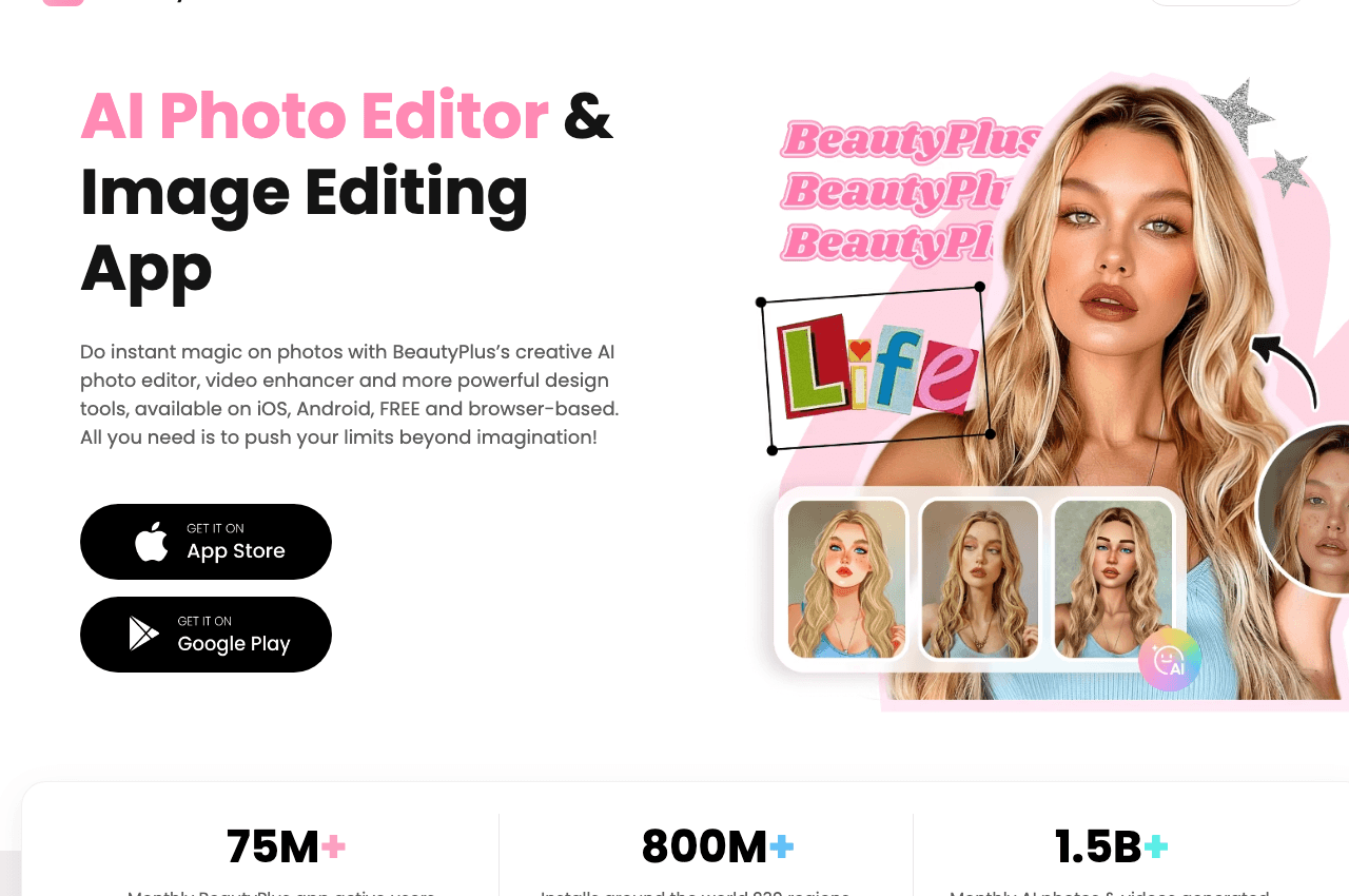 BeautyPlus Image Generation showing Image Generation - Beautify Your Selfie