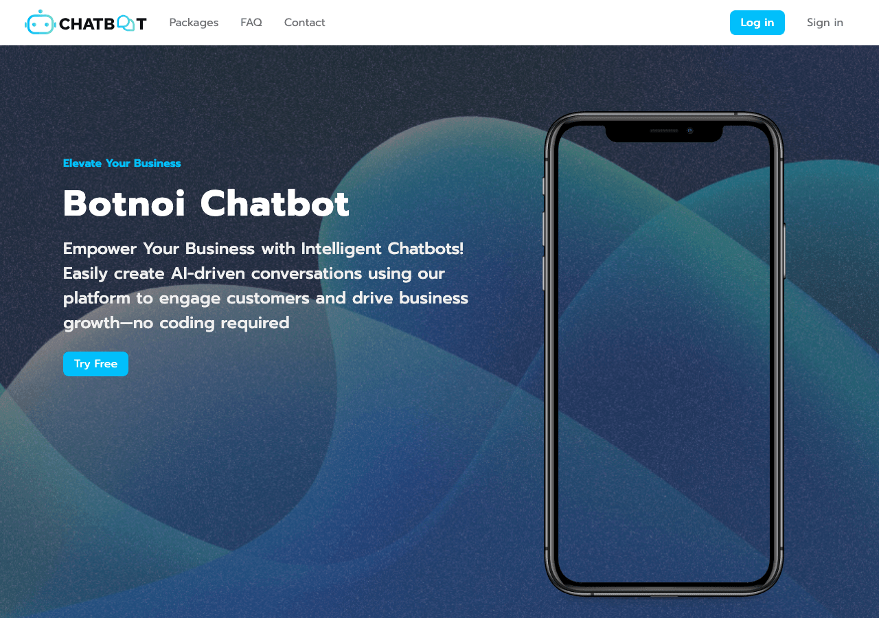 BOTNOI AI CHATBOT Conversational AI showing Conversational AI - Elevate Customer Engagement with AI-Powered Chatbots and Voic