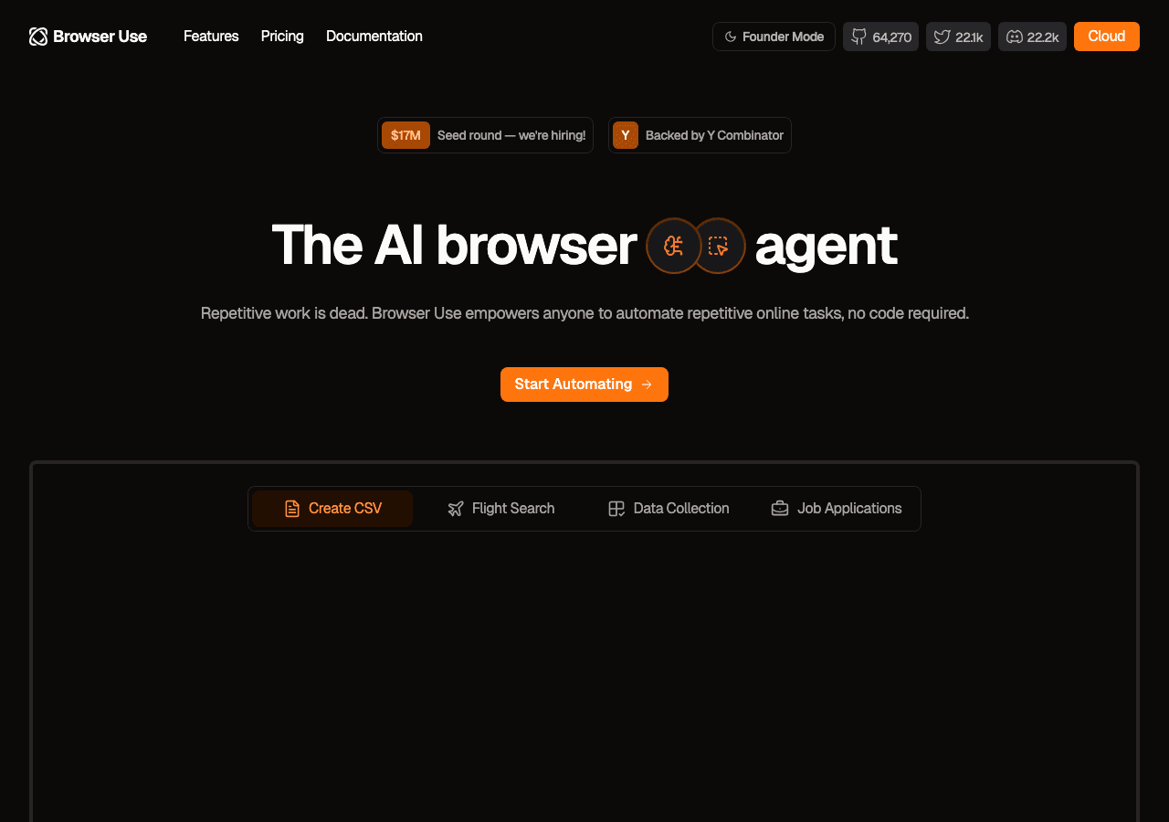 Browser Use AI Agents showing ai agents - Agents that use the browser