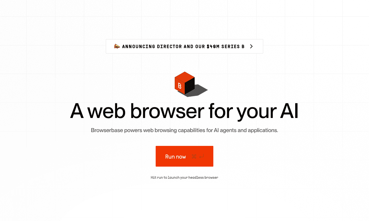 Browserbase Code Assistance showing web scraping - Cloud browsers for your agent to use the web