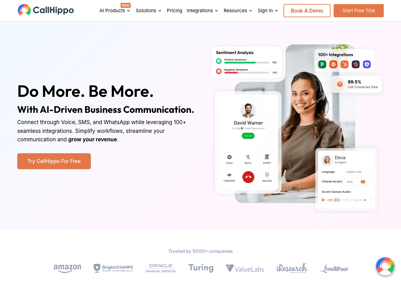CallHippo Productivity & Collaboration showing Productivity & Collaboration - Your Global Virtual Phone System