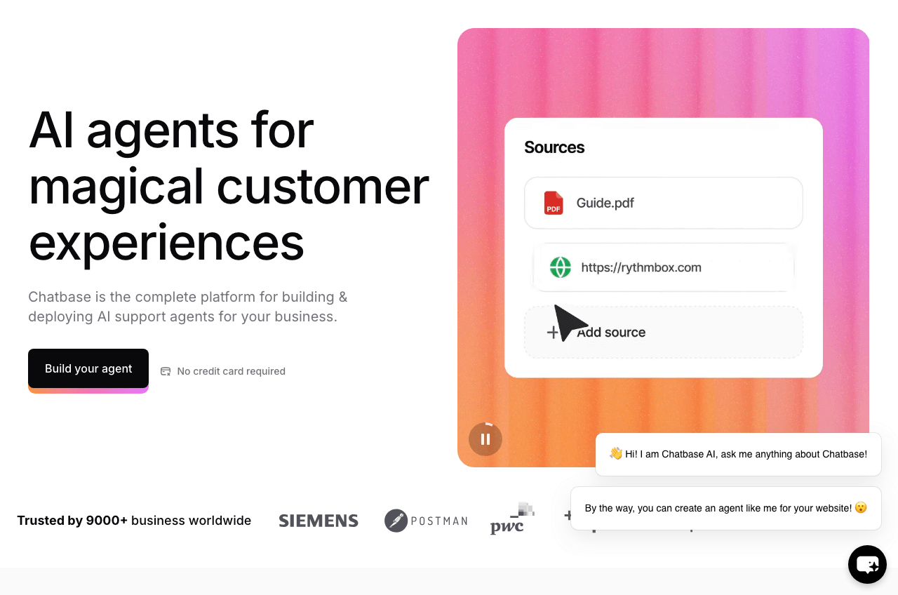 Chatbase Conversational AI showing Conversational AI - Advanced conversational analytics