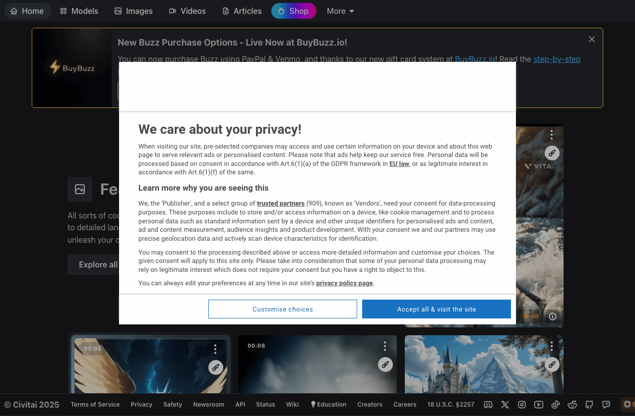 Civitai Screenshot - AI tool for Graphic Designers