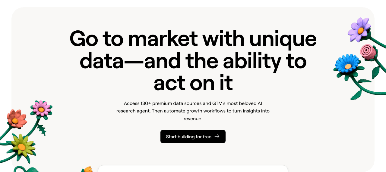 Clay Data Analytics showing data enrichment - Go to market with unique data—and the ability to act on it