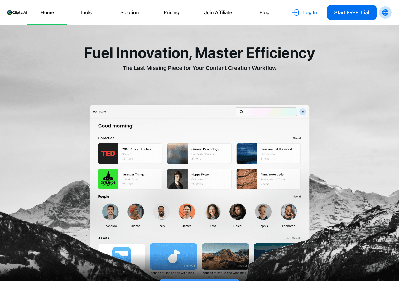 Clipto.AI Video Editing showing Video Editing - Private AI transcription, search, and editing—all on your device, in your con