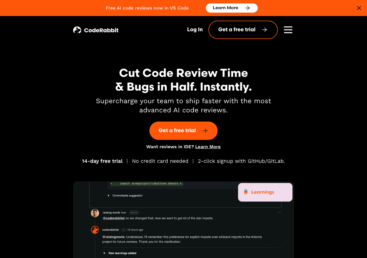 CodeRabbit Code Assistance showing Code Assistance - AI-powered code review for every pull request