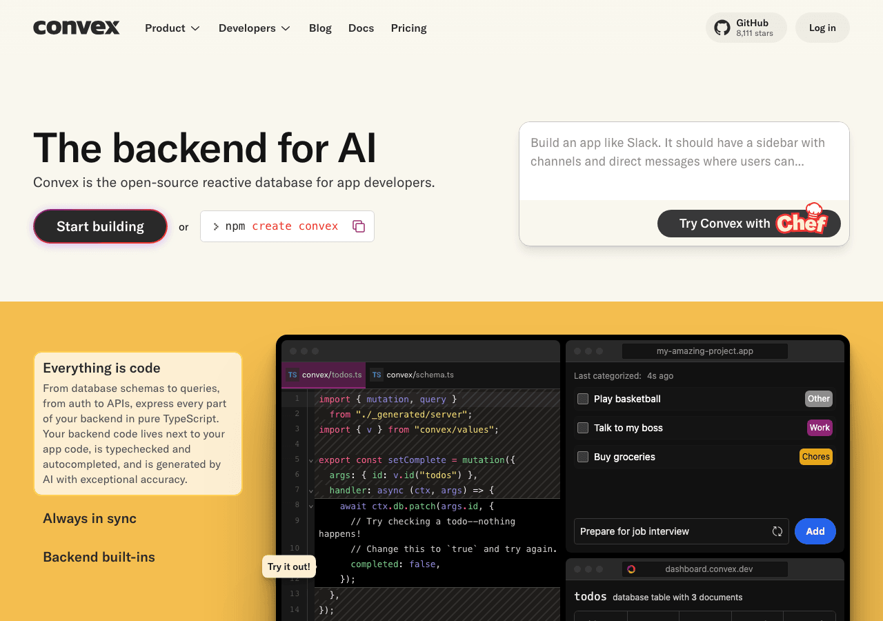 Convex Code Assistance showing Code Assistance - Empower Your Data with Convex
