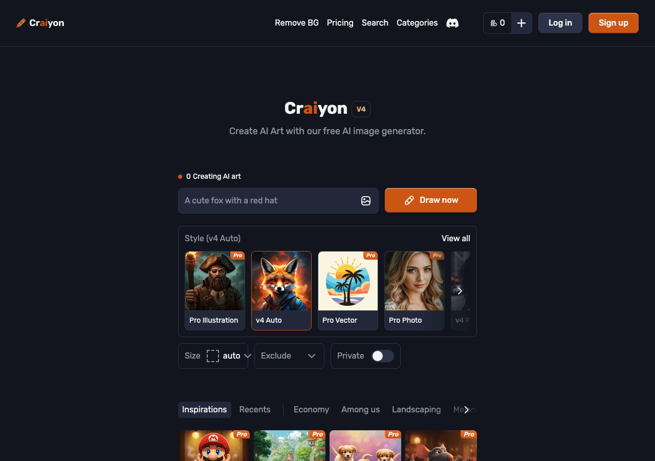 Craiyon Image Generation showing Image Generation - Free AI image generator: turn words into art, drawings or photos in secon