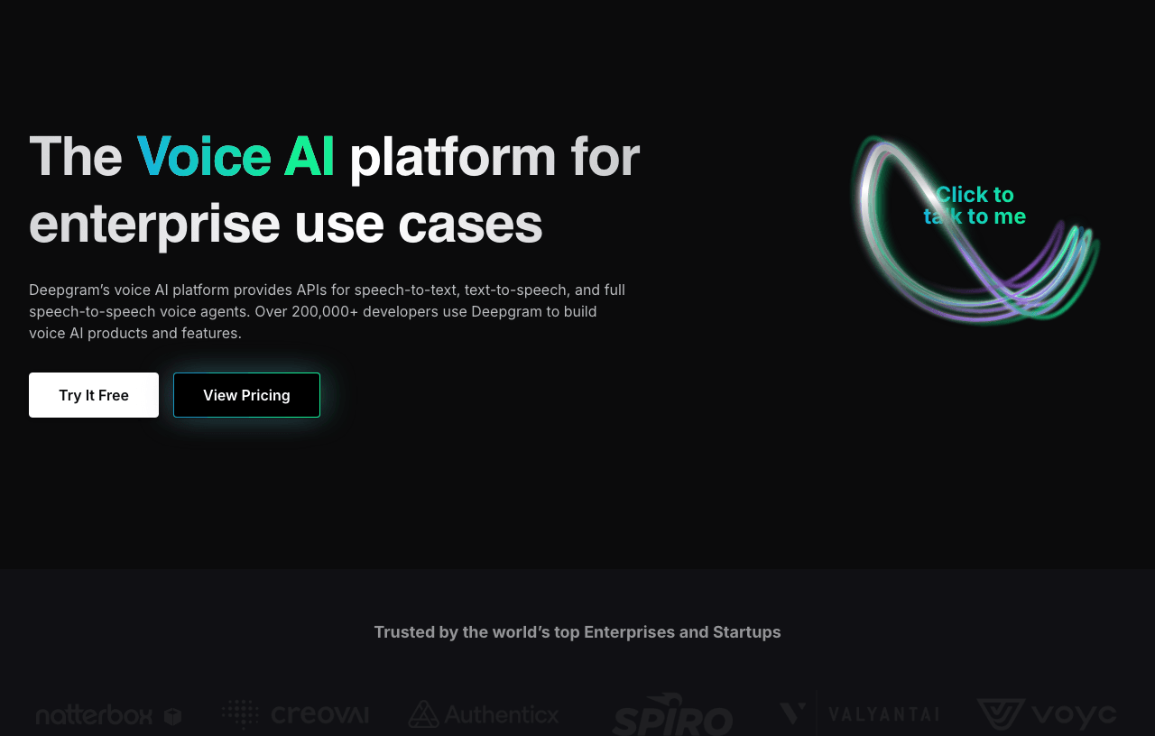 Deepgram Audio Generation showing Audio Generation - Unleash the power of your voice data