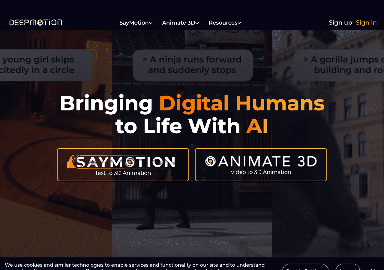 DeepMotion 3D Generation showing ai motion capture - Bringing Digital Humans to Life With AI