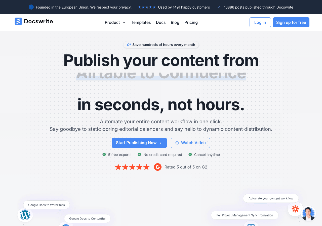 Docswrite Writing & Translation showing Writing & Translation - AI Content Writer with Auto-Publishing