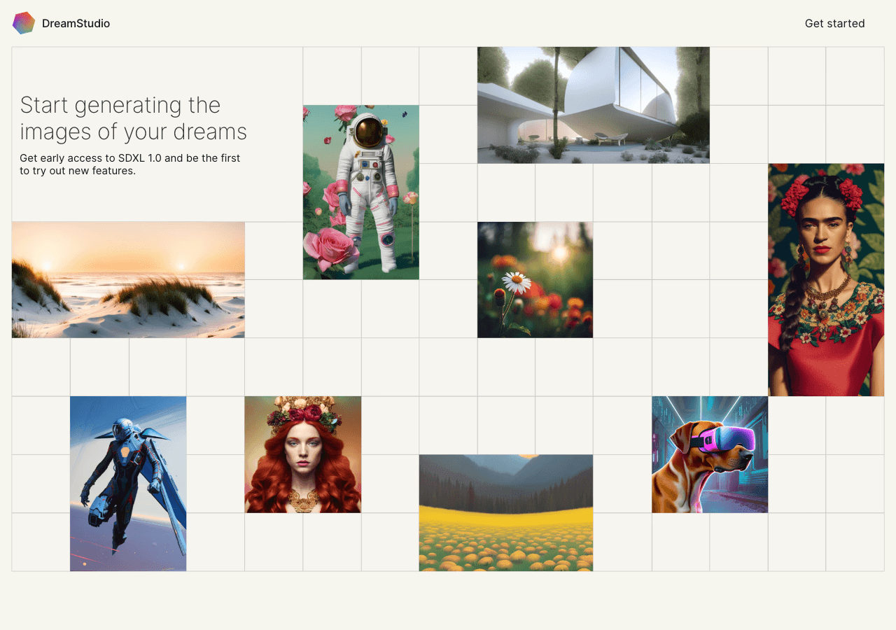 DreamStudio Design showing Design - Transform text into stunning images with AI
