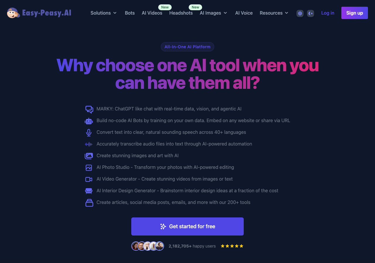 Easy-Peasy.AI Writing & Translation showing all-in-one ai platform - Simplify Your AI Needs